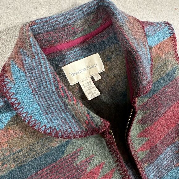 Territory Ahead Women's Size Small Wool Blend Vest Full Zip Collar Earth Nature - Picture 3 of 9